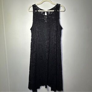 Signature by Robbie Bee Elegant Black Lace Sleeveless Lined Midi Dress Large